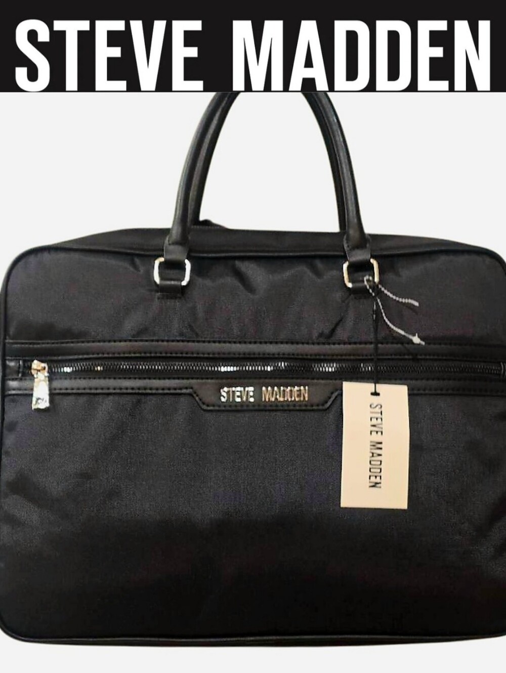 Steve Madden BLaken Nylon Briefcase/Laptop Bag- Black